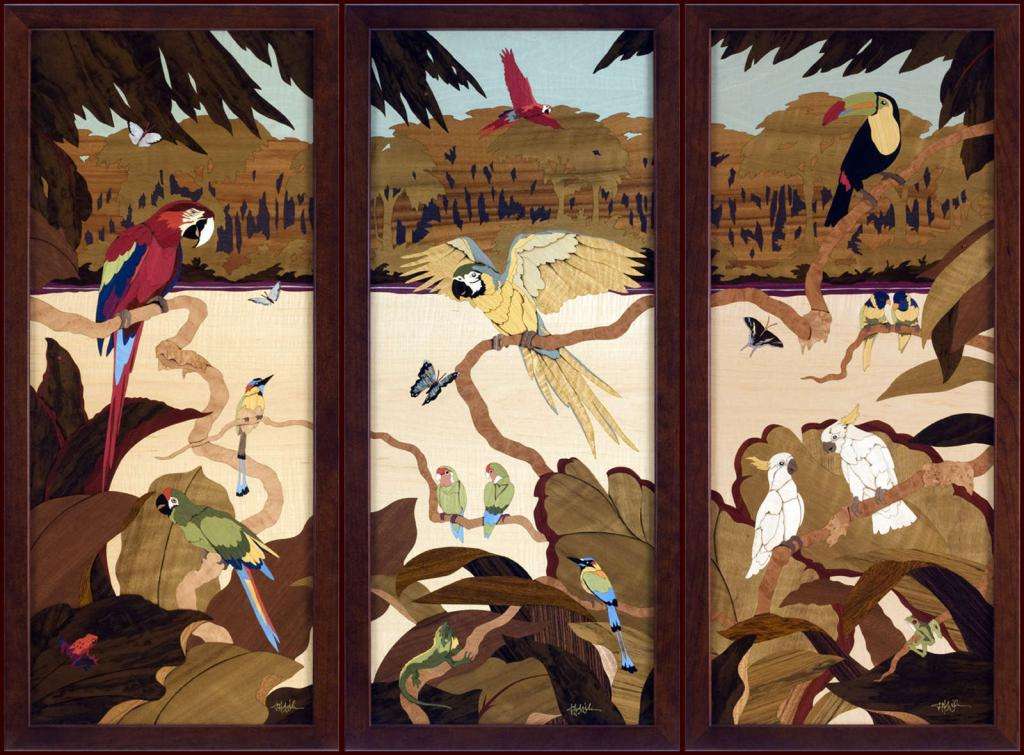 Триптих с говорящими попугаями