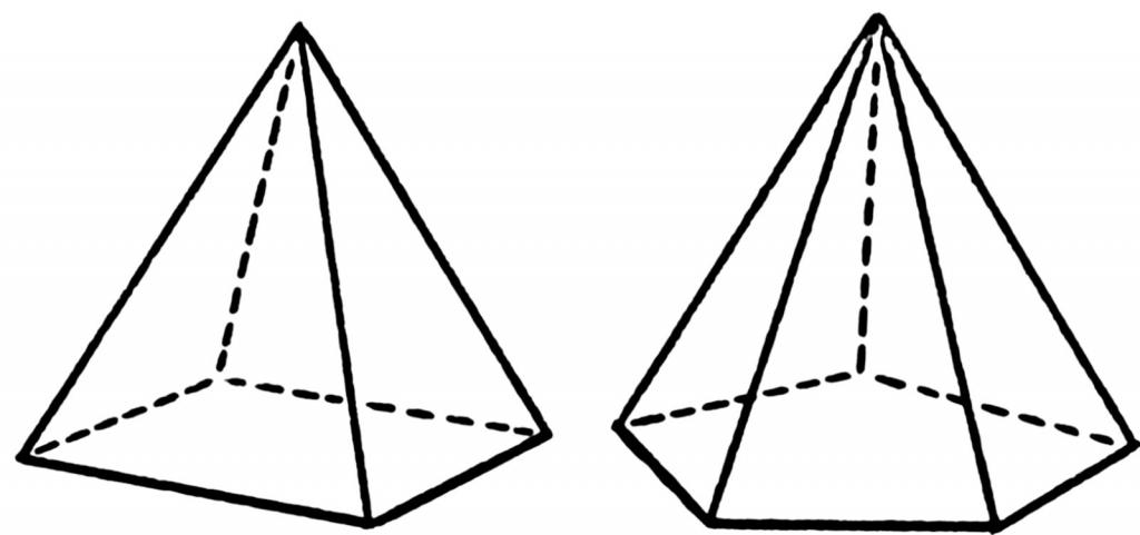 Четырехугольная и пятиугольная пирамиды