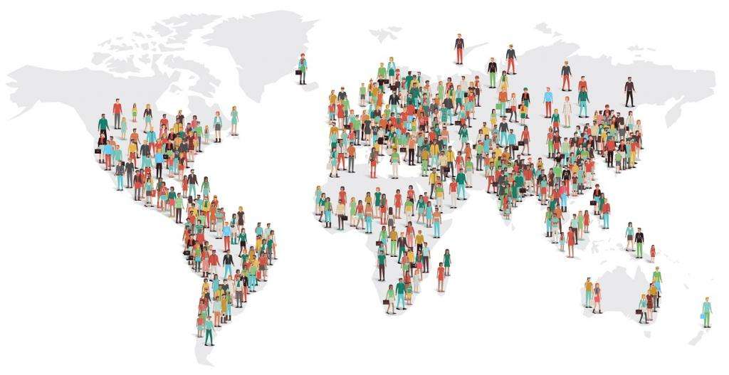 Популяции людей в мире.