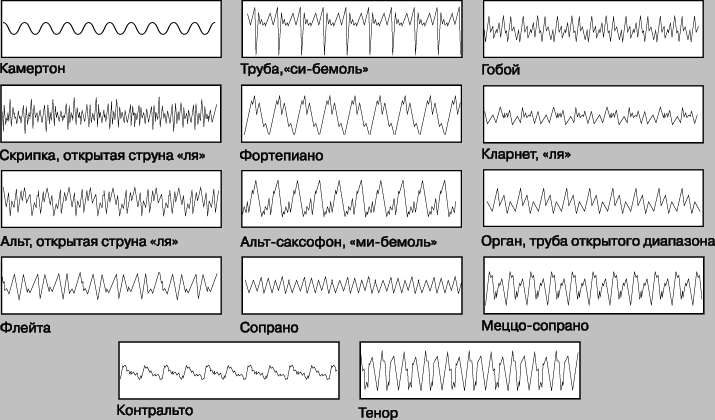 Графики движения звуковой волны разных инструментов
